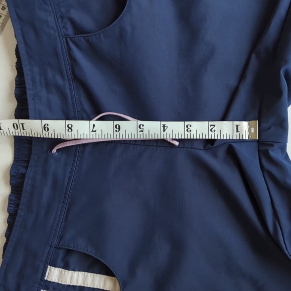 Nike Stripe Nylon Blend Capri Cropped Pants Medium Navy Blue White - Picture 11 of 14